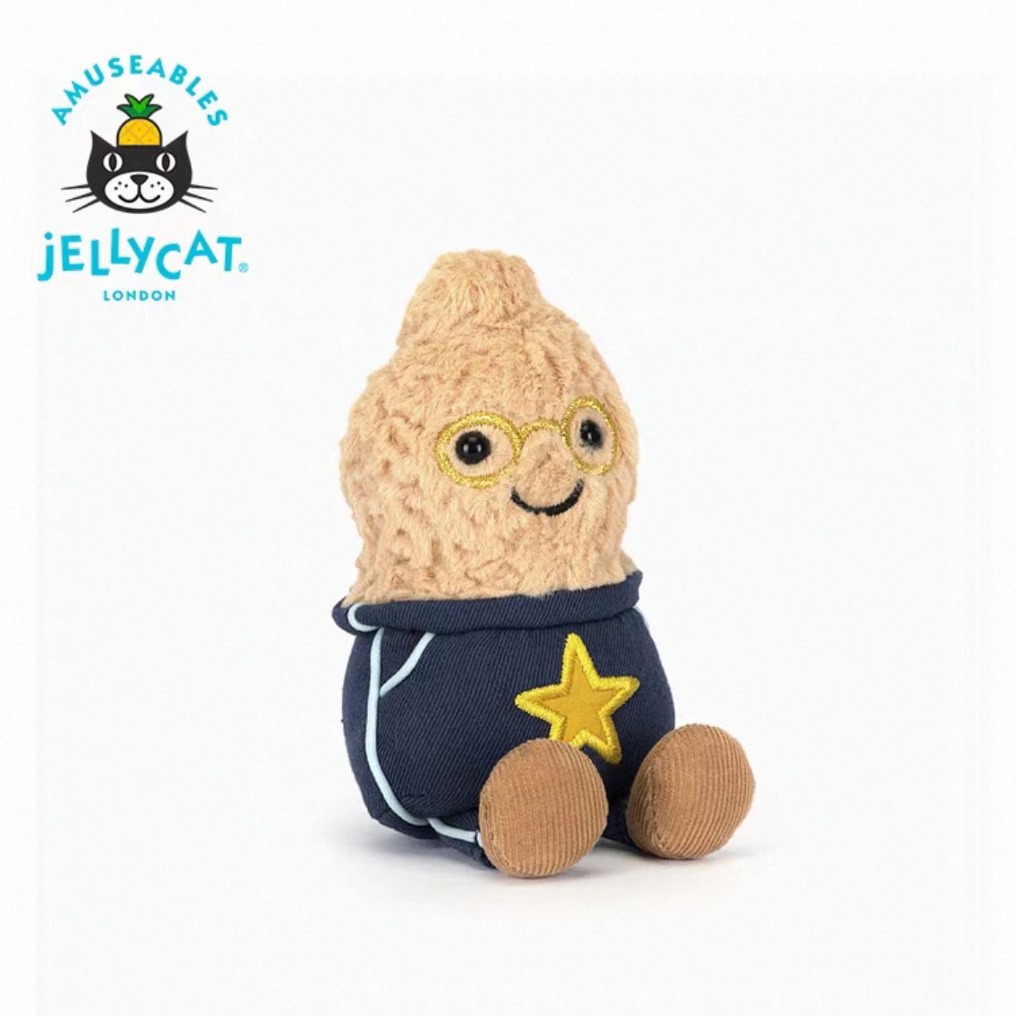 ジェリーキャット jellycat ピーナッツ　星　スター　ぬいぐるみ　新品タグ付き　正規品 Peanut Jellycat Amuseables Peanut Star Student Outfit