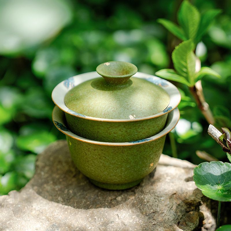 新品未使用 携帯用茶器セット 陶磁 茶杯 蓋碗 収納バッグ付き 3点