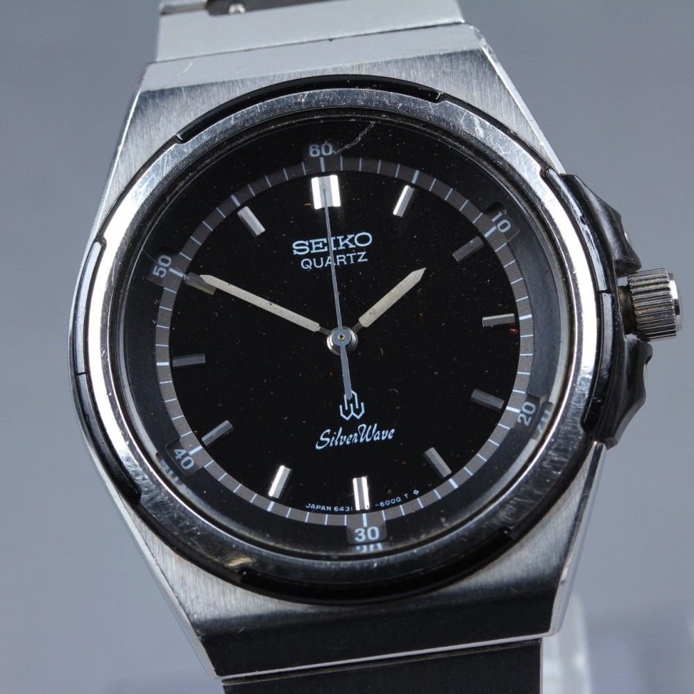 稼働品】SEIKO シルバーウェーブ 6431-6000 ブラック クオーツ メンズ 