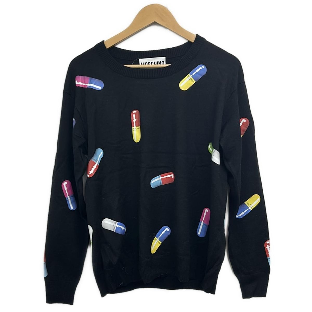 MOSCHINO(モスキーノ) 長袖カットソー サイズS レディース - 黒×レッド 