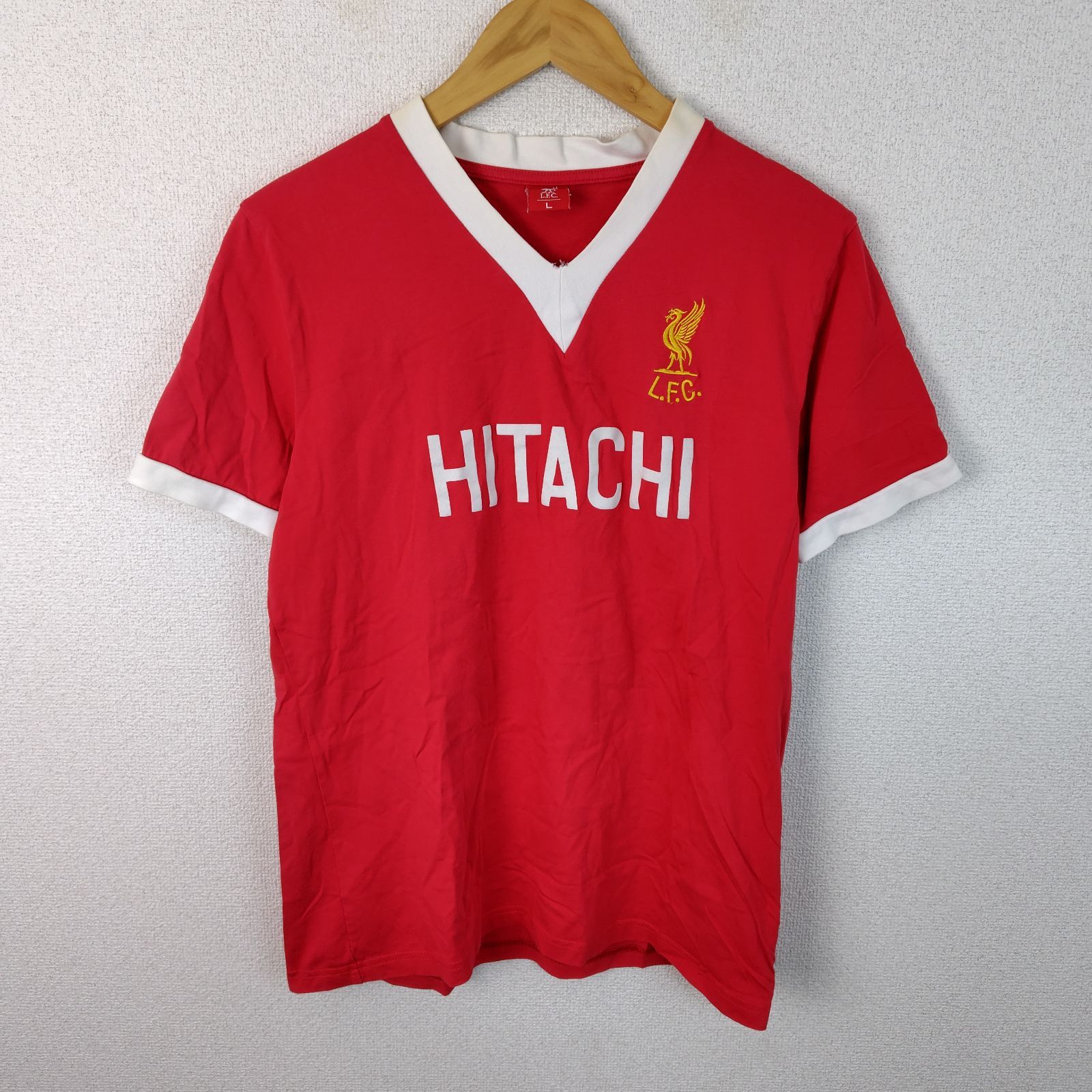 LFC リバプールFC Tシャツ ロゴプリント レッド Lサイズ メンズ 古着 