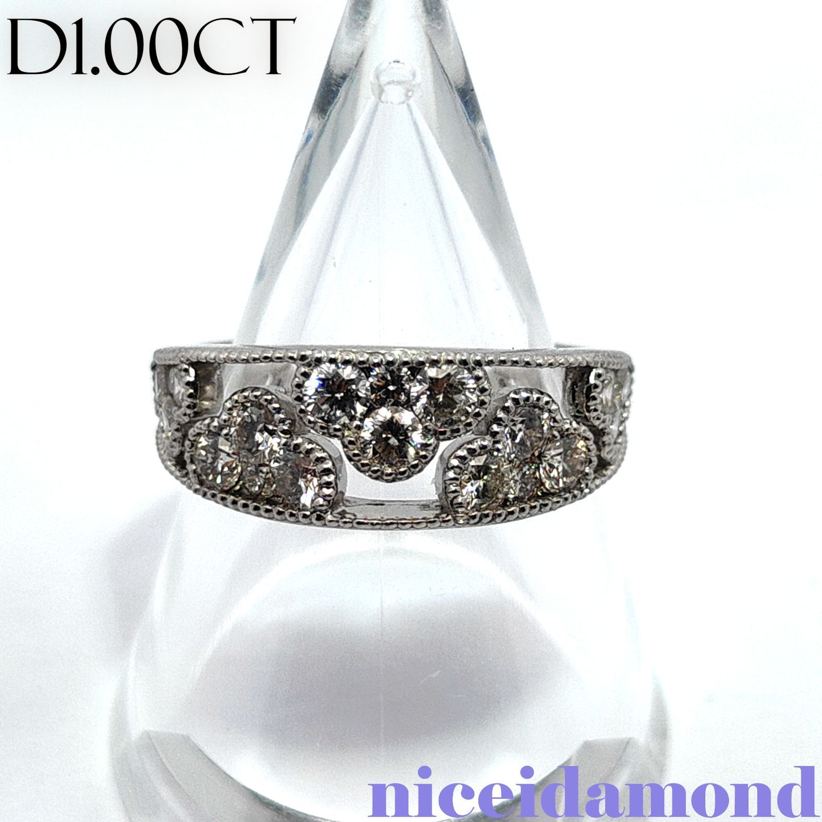 Pt900 天然ダイヤモンド 1.00ct リング