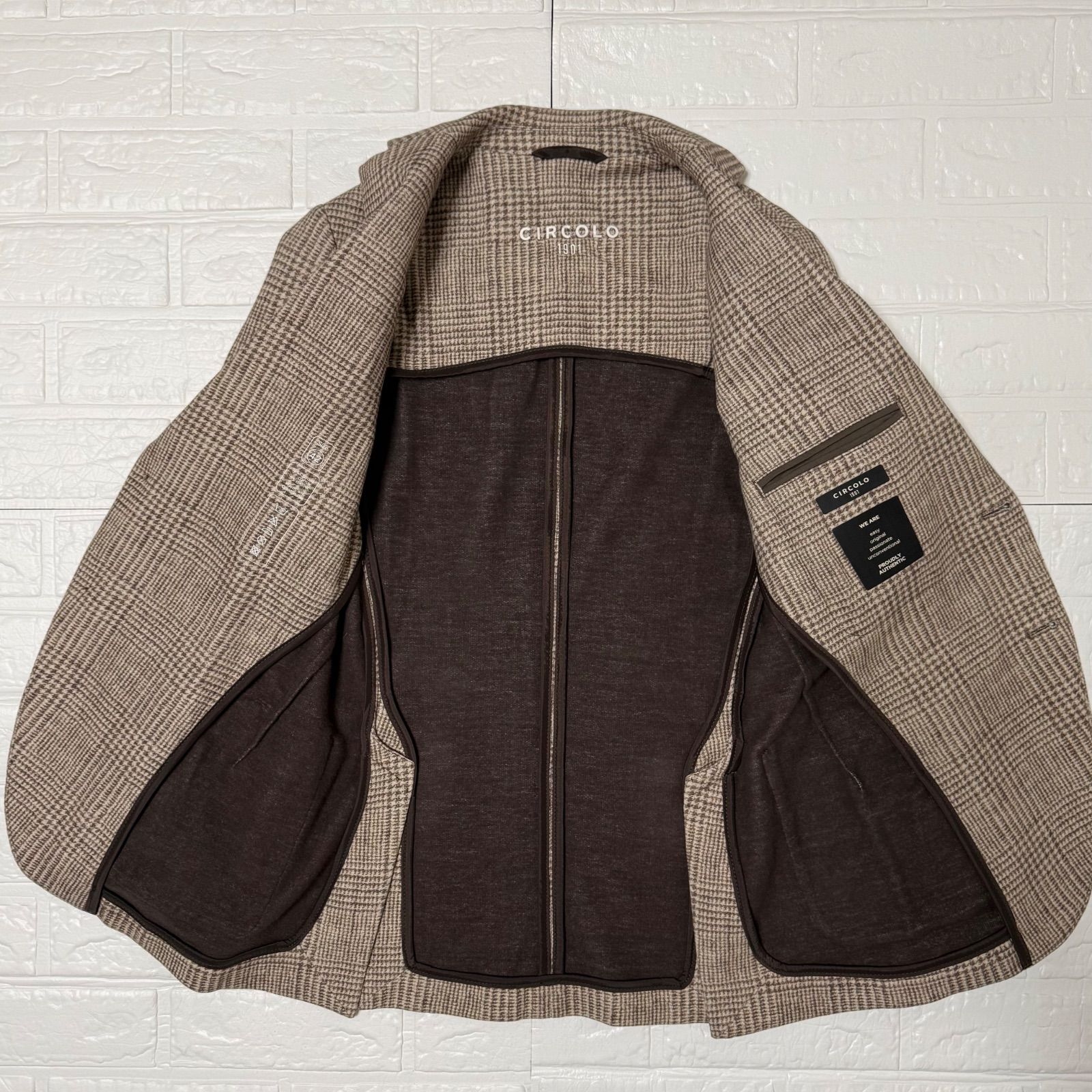 CIRCOLO1901 グレンチェック コットン ジャージージャケット ブラウン