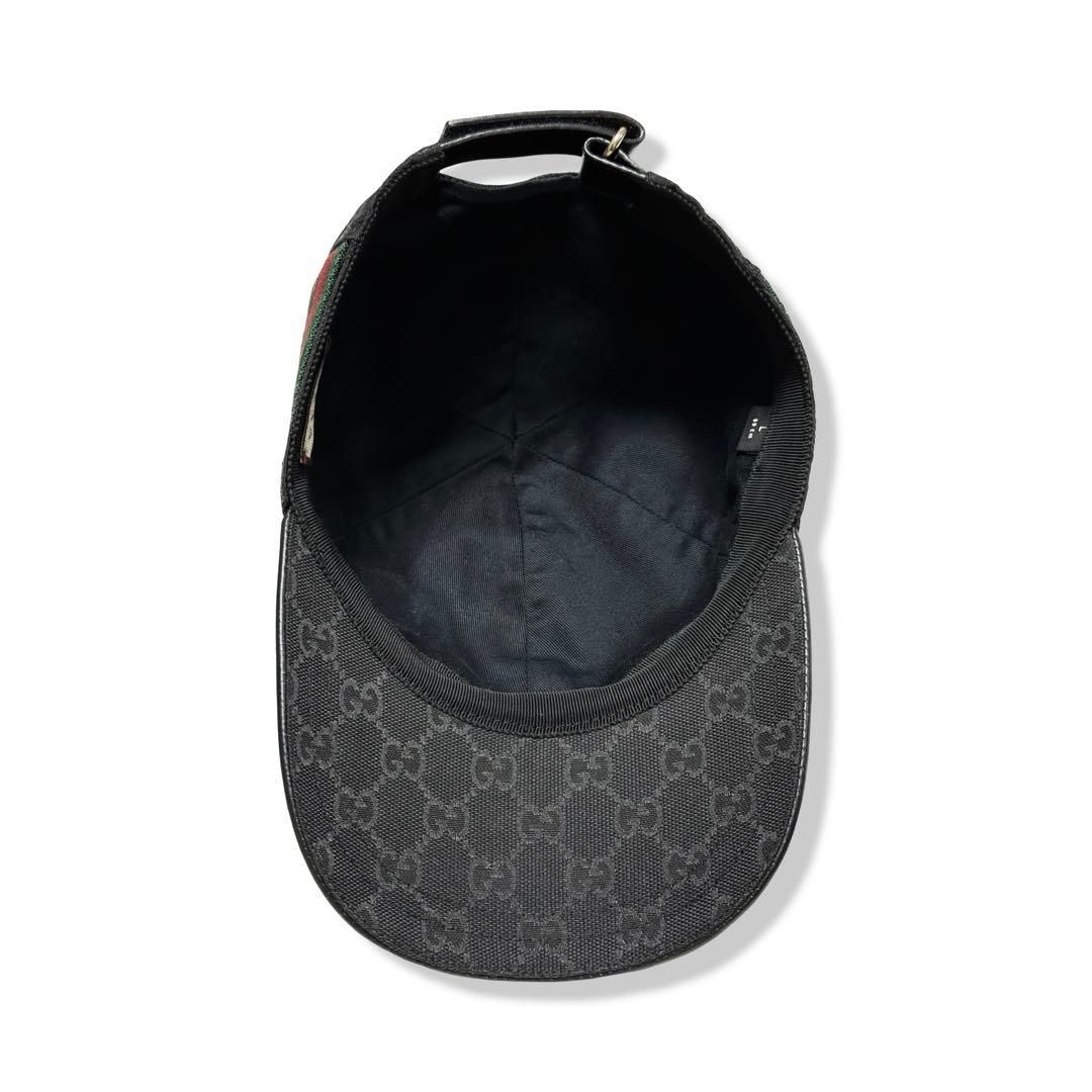 極美品 GUCCI グッチ GGキャンバス キャップ シェリーライン L 59cm