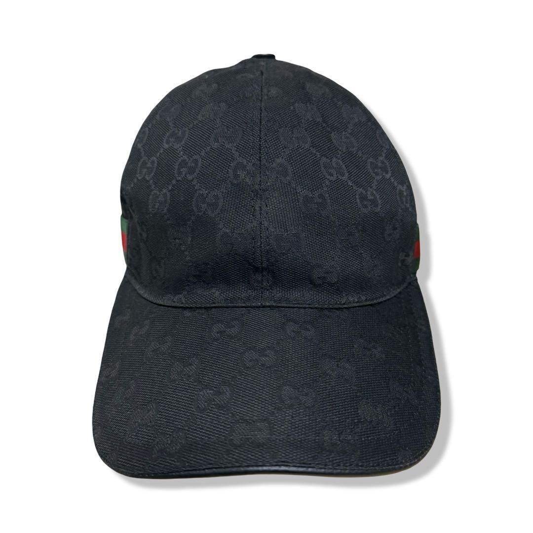 極美品 GUCCI グッチ GGキャンバス キャップ シェリーライン L 59cm