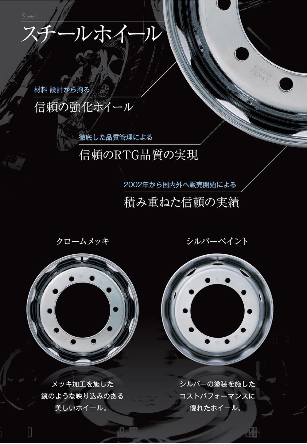 新型 RTG トラック&バス用 スチールホイール 6.00x17.5 5穴 コースター
