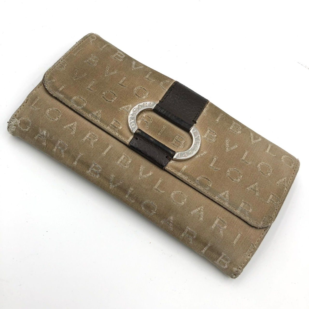 BVLGARI ブルガリ 長財布　ロゴマニア　レザー　ブラウン BVLGARI ブルガリ ロゴマニア 長財布 キャンバス レザー ブラウン 茶色