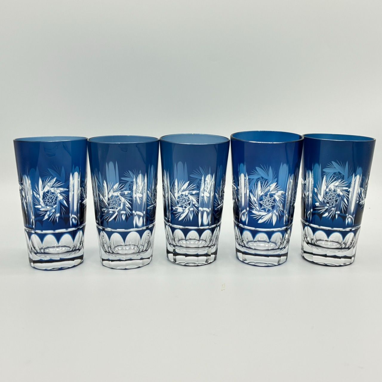 切子グラス コバルトブルー 5客セット - メルカリ