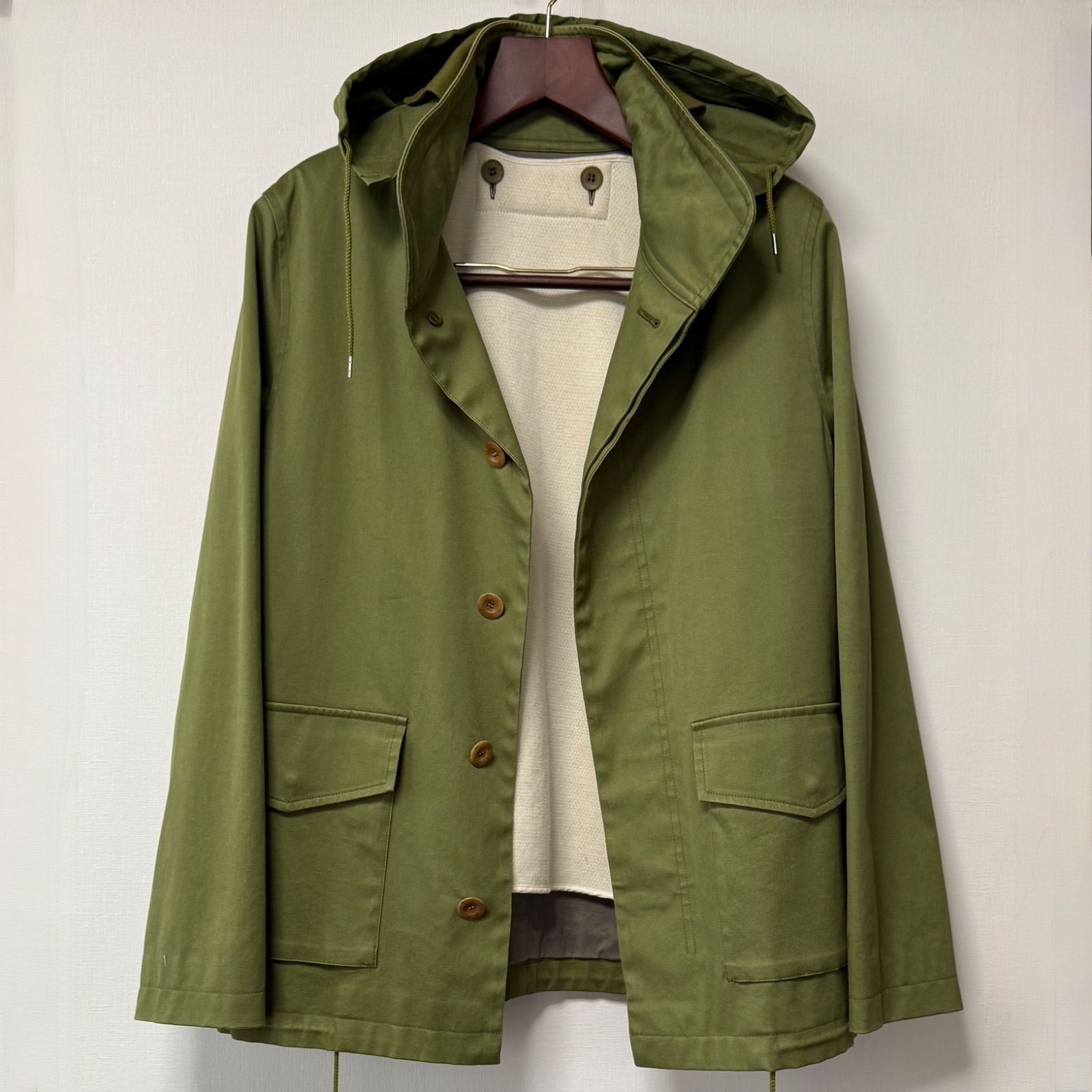 A.P.C. コットン ミリタリージャケット ライナー付 カーキグリーン 