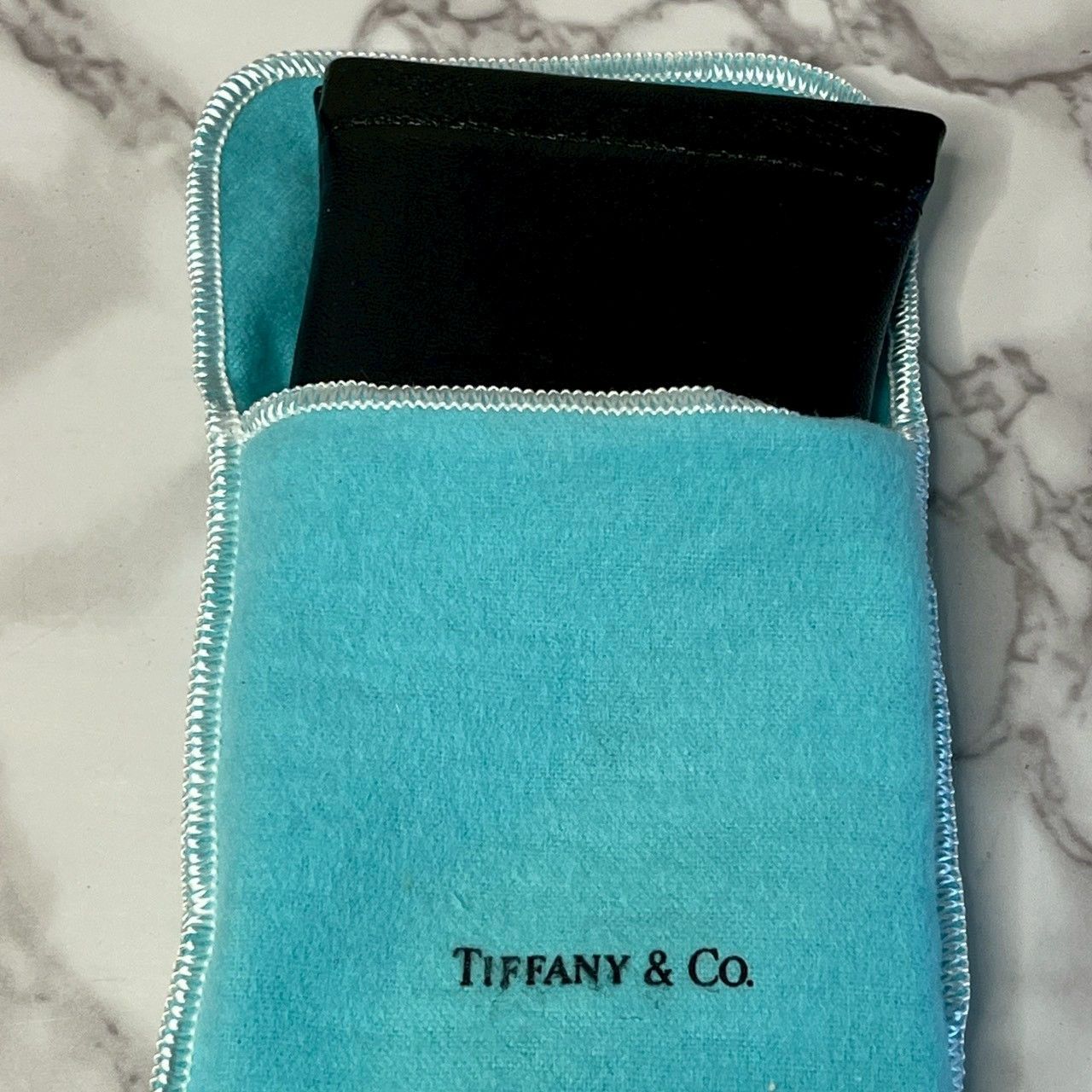 ティファニー TIFFANY & Co トラベルクロック 置時計 レザーケース付き