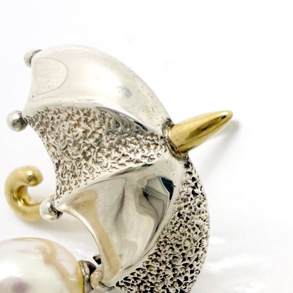 MIKIMOTO ブローチ SILVER K18 傘モチーフ 淡水真珠 パール 5.5mm