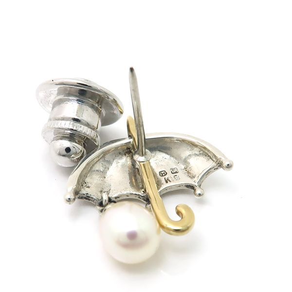 MIKIMOTO ブローチ SILVER K18 傘モチーフ 淡水真珠 パール 5.5mm