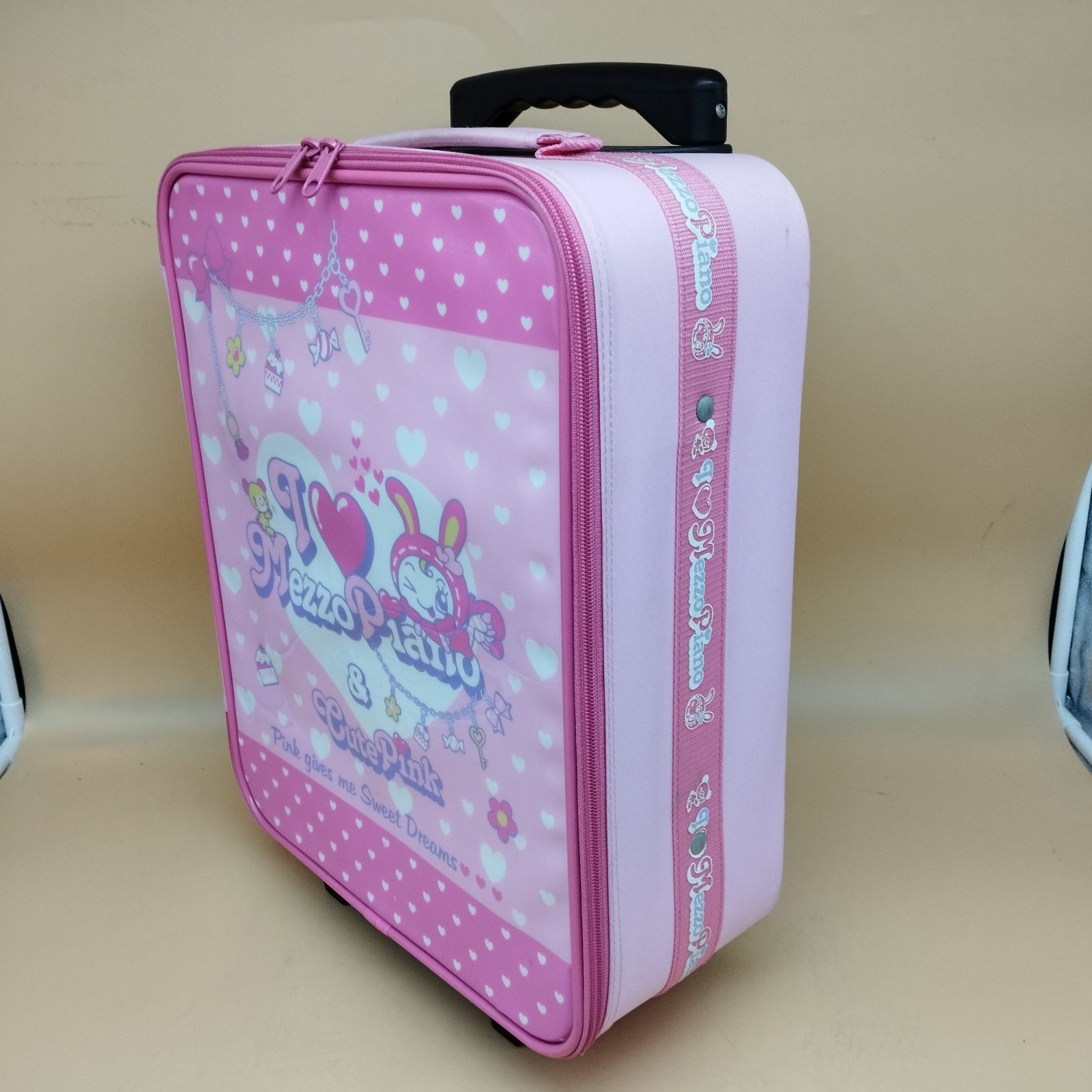 D33869】（中古品）メゾピアノ ベリエちゃん キャリーバッグ ピンク 