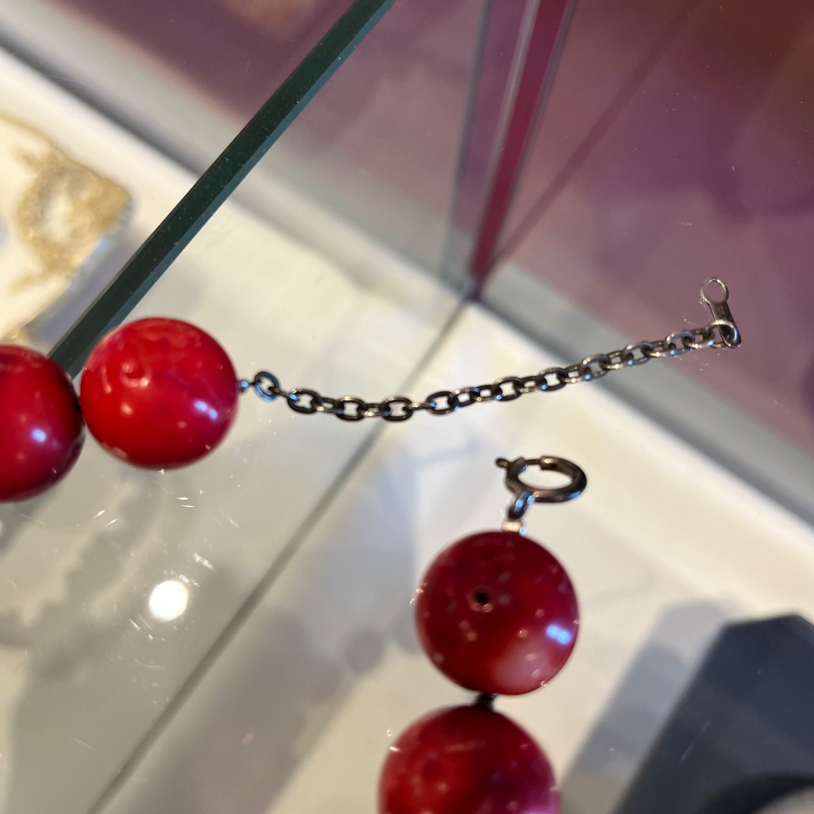 山珊瑚 ヴィンテージ ネックレス スターリングシルバー - メルカリ