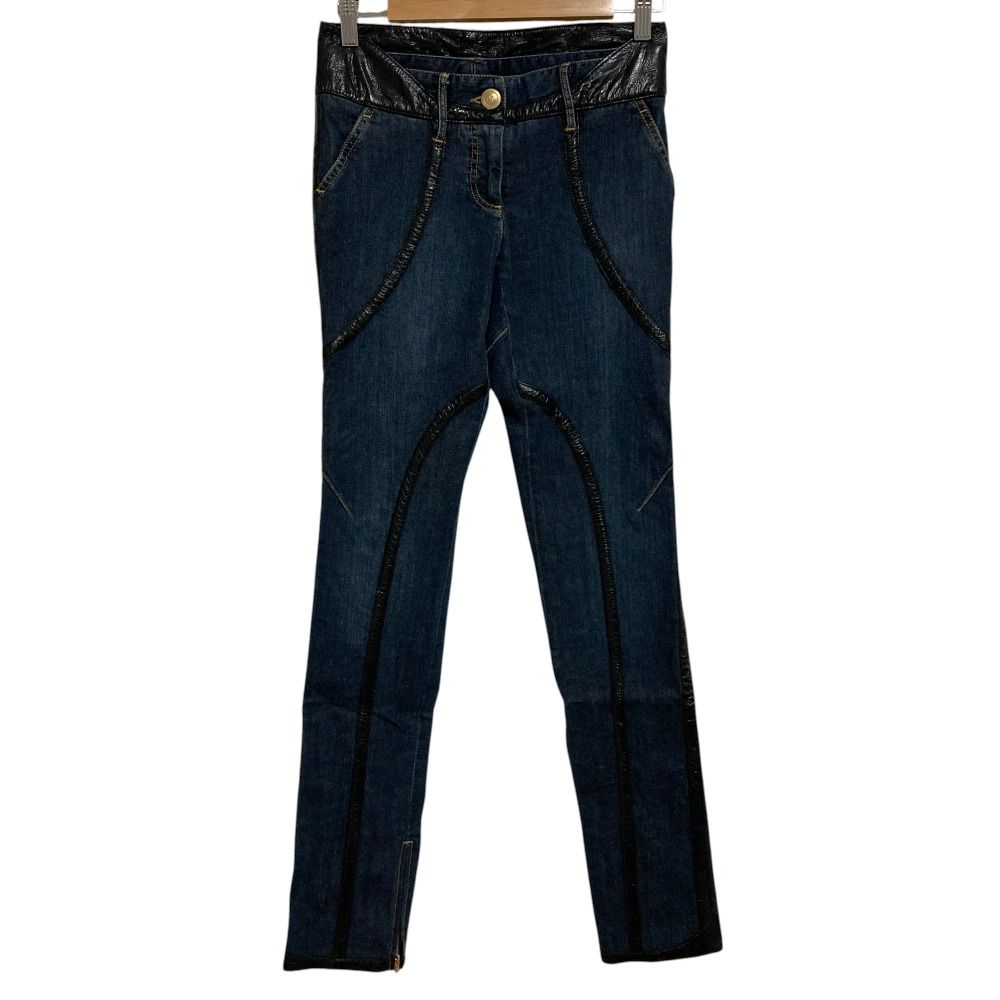 美品 DOLCE&GABBANA ドルチェ＆ガッバーナ ストレッチ レザー切替 裾 