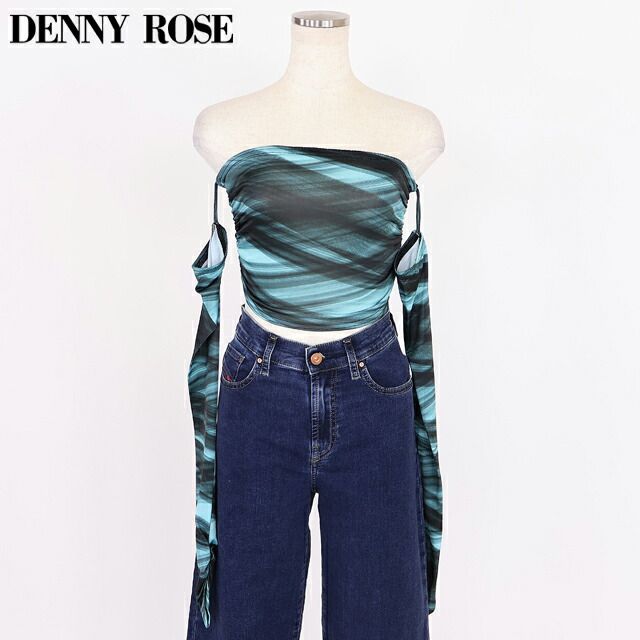 デニーローズ DENNY ROSE レディース ベアトップ・チューブトップ ハンドフリープリントアームリリーストップス グリーン系 （サイズ/XS）wd1128