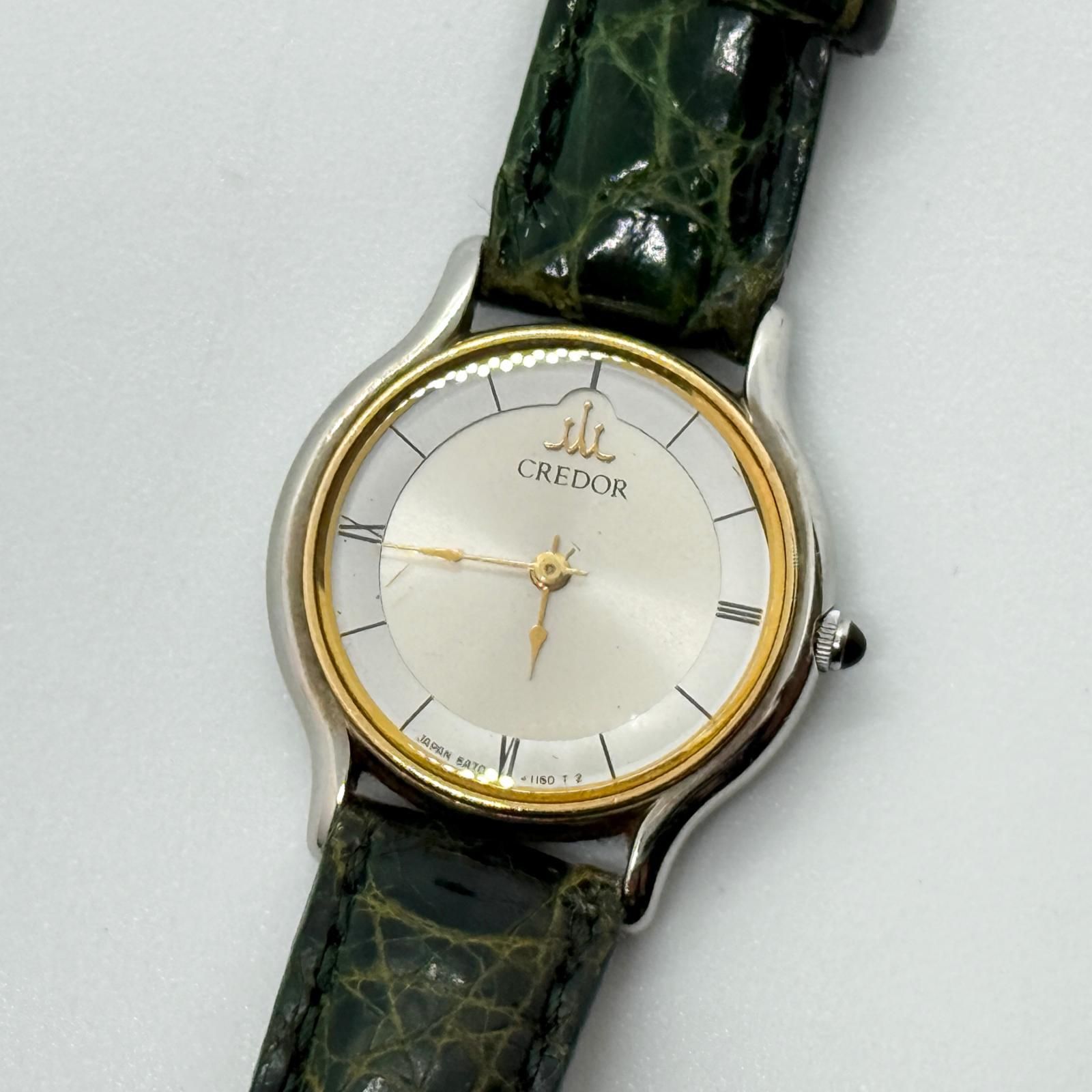 SEIKO セイコー クレドール 5A70-0610 シルバー QZ レディース 18KT 