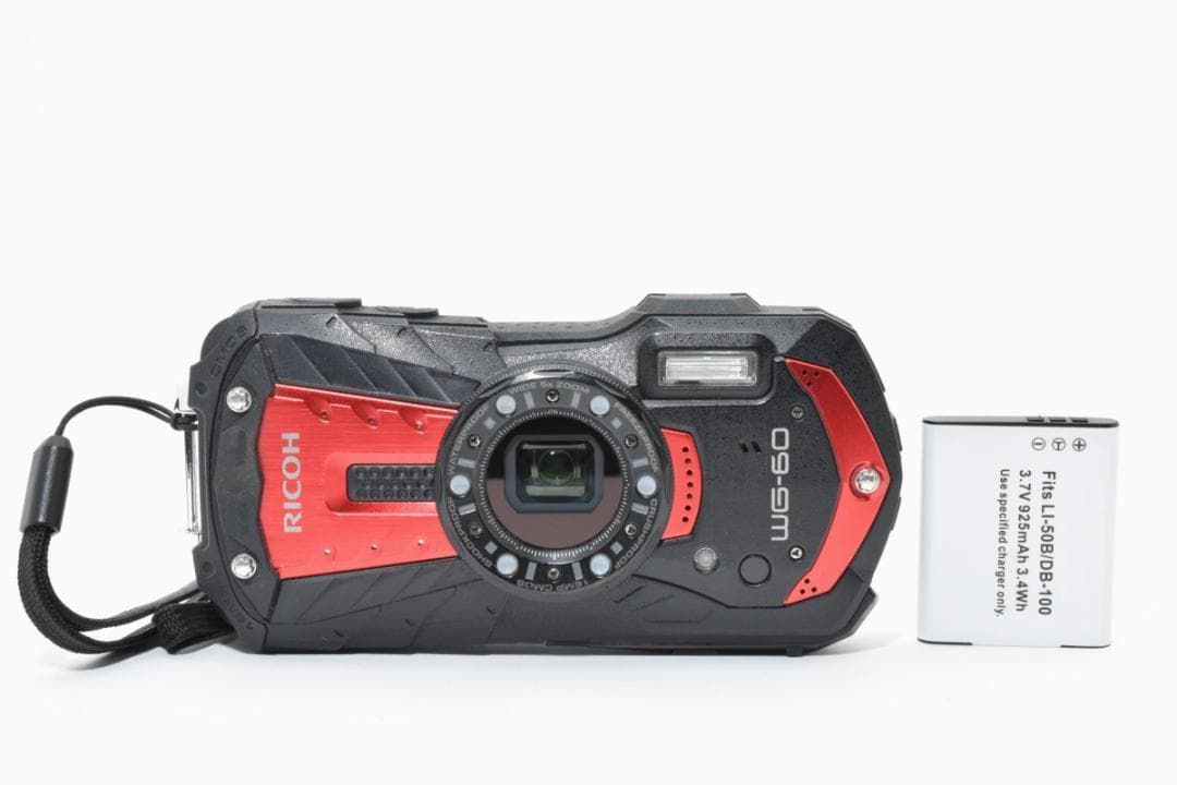 カメラ ショット数少 RICOH WG-60 防水 耐衝撃 レッド デジタルカメラ