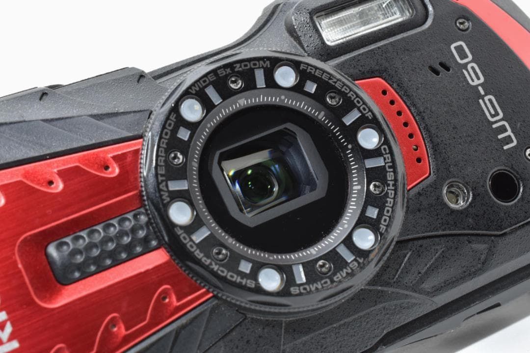 カメラ ショット数少 RICOH WG-60 防水 耐衝撃 レッド デジタルカメラ