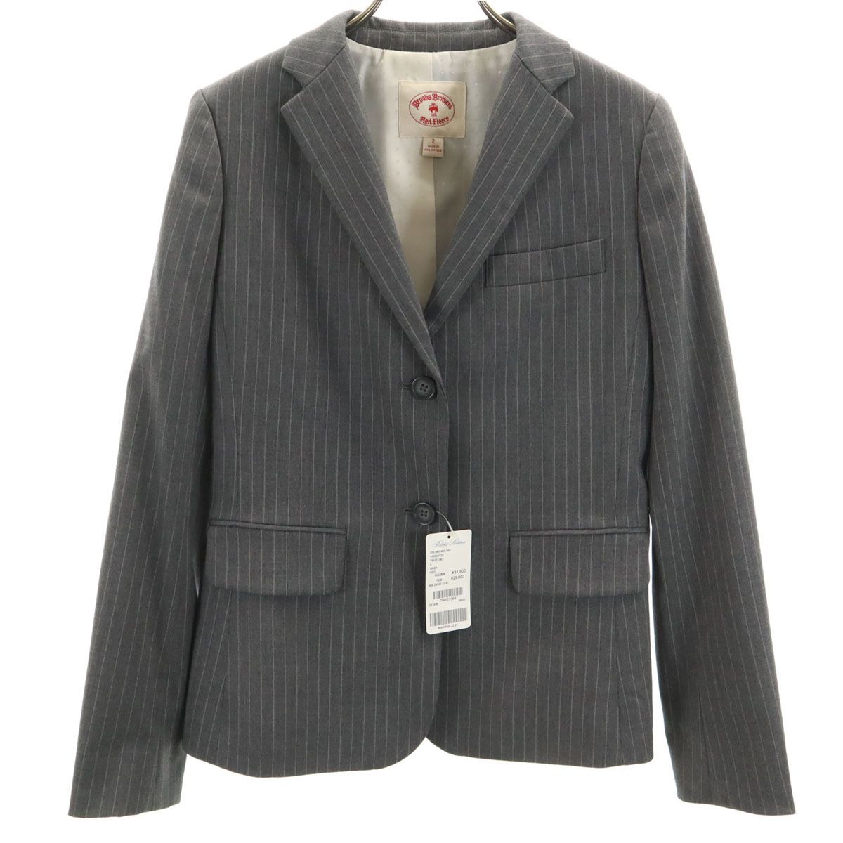 未使用 Brooks Brothers Red Fleece ブルックスブラザーズ レッドフリース スロライプ柄 テーラードジャケット 2 グレー レディース 古着 - メルカリ