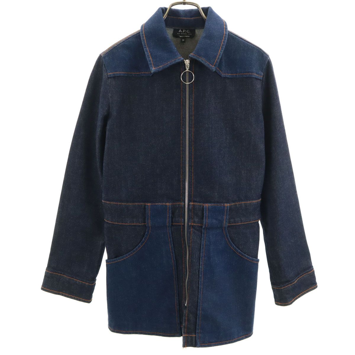 A.P.C. アーペーセー デニム ジップジャケット 34 ネイビー レディース 