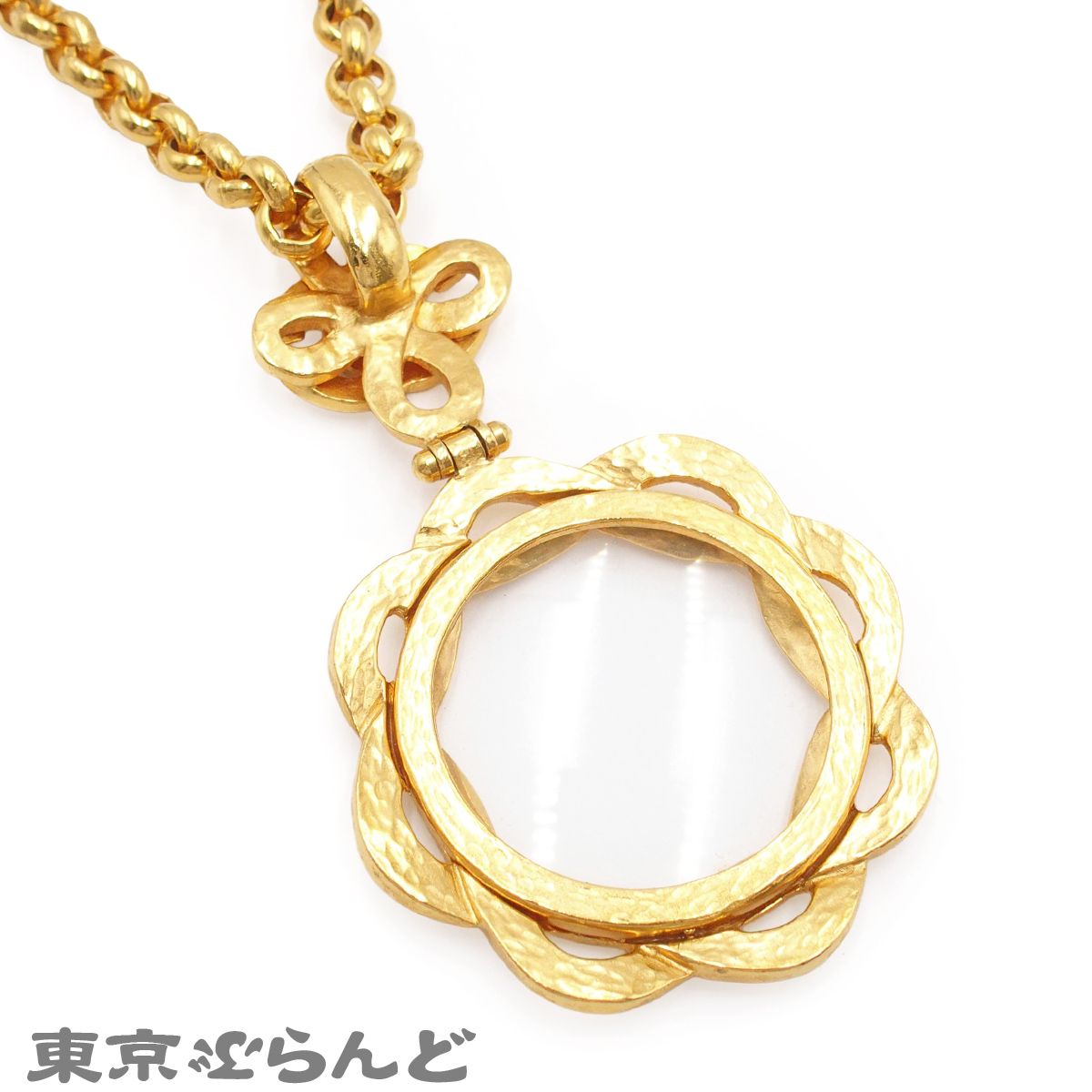 シャネル CHANEL ルーペ ロングネックレス ゴールド メタル ガラス 