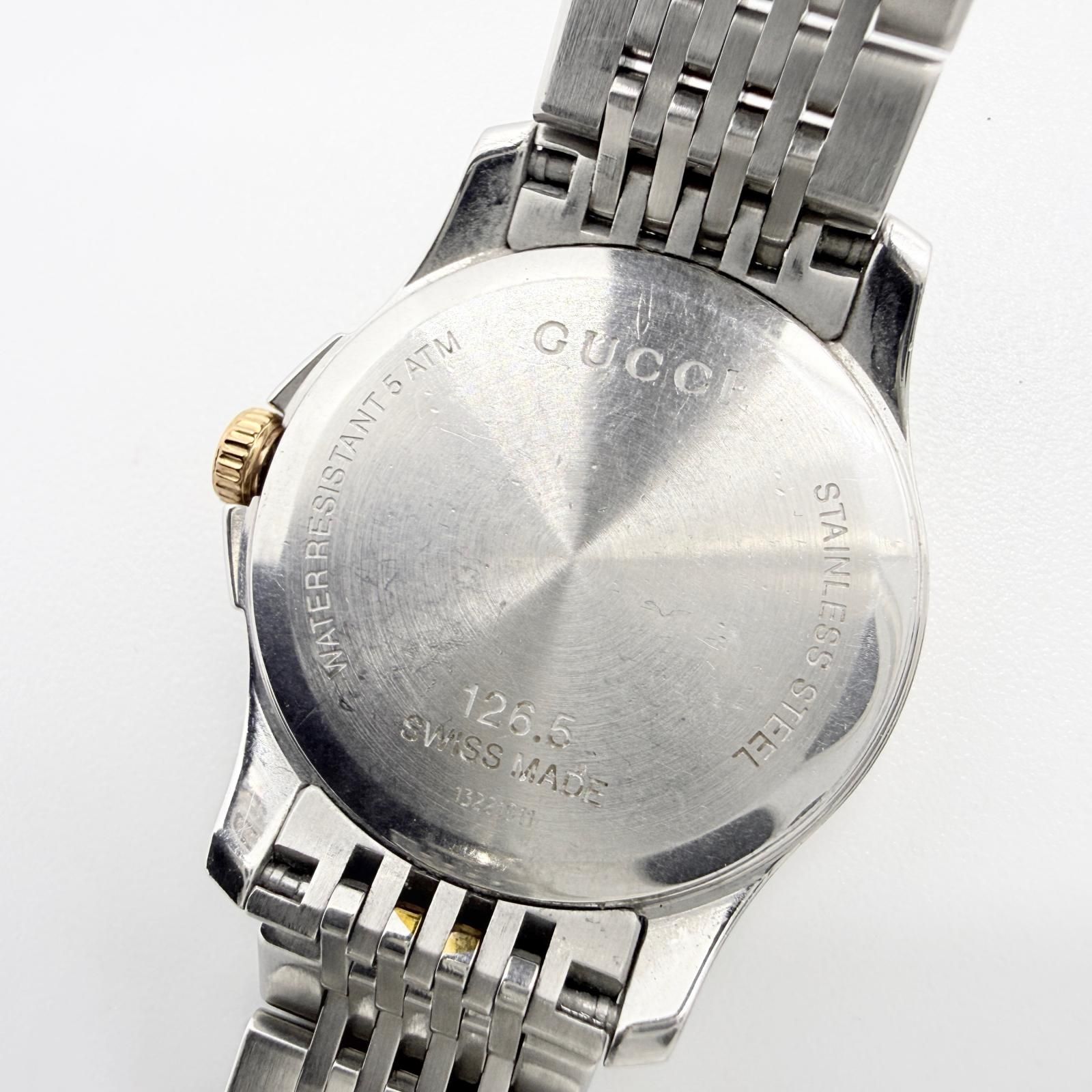 GUCCI グッチ Gタイムレス 126.5 SS ホワイト QZ レディース シェル
