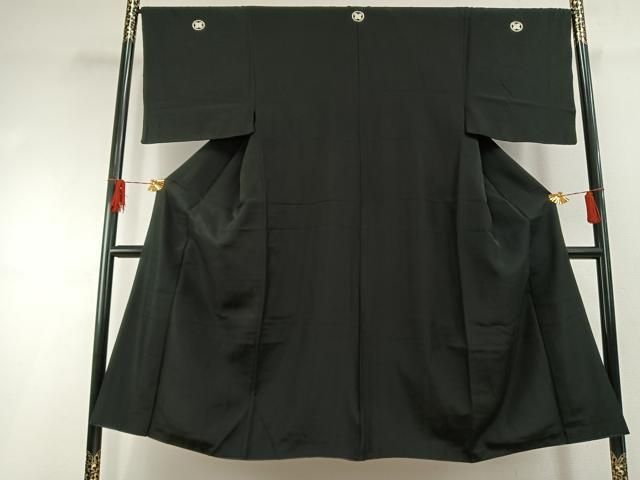 平和屋着物●男性　黒紋付　正絹　逸品　AABG4754fy