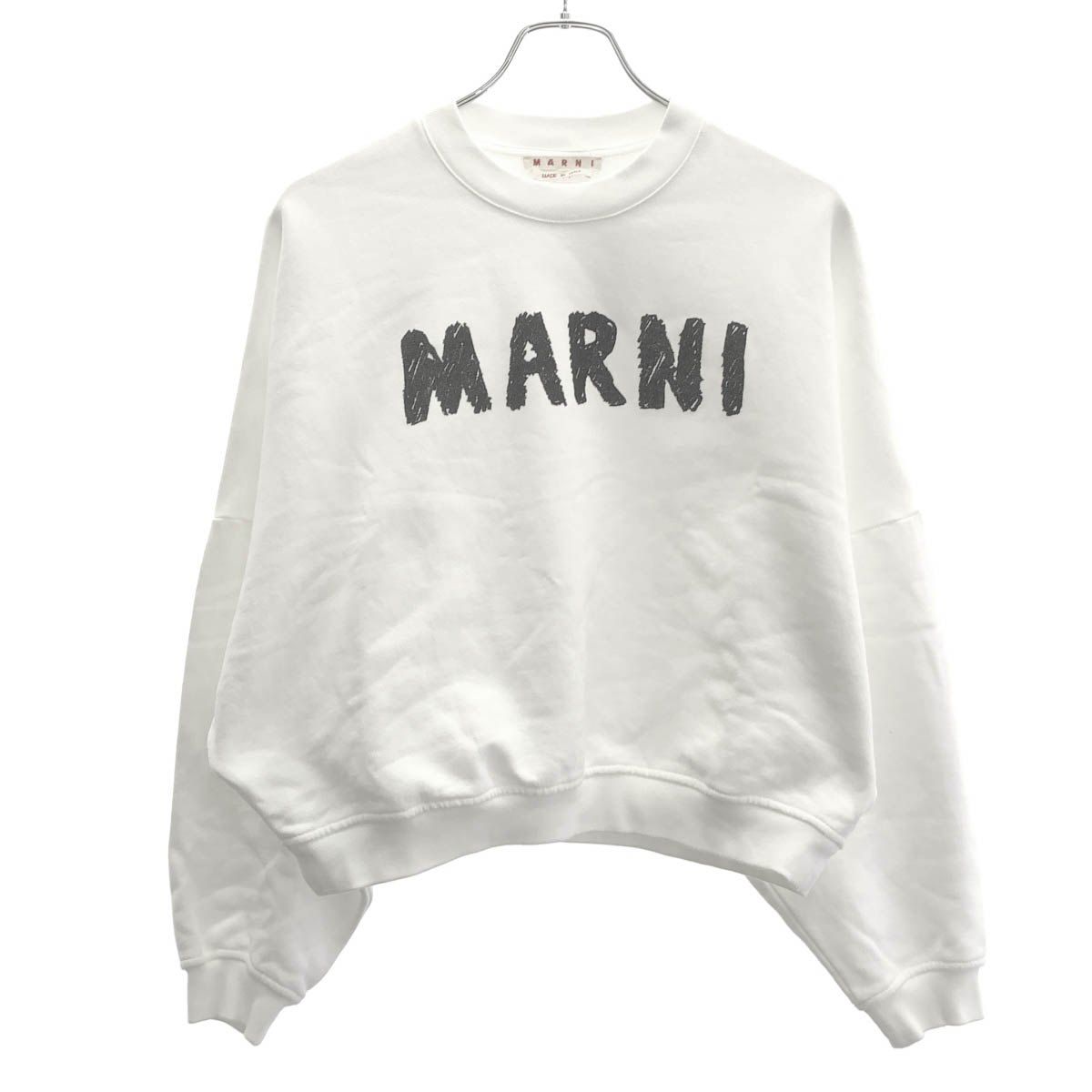 MARNI マルニ ロゴプリントクロップドスウェットトレーナー ホワイト 