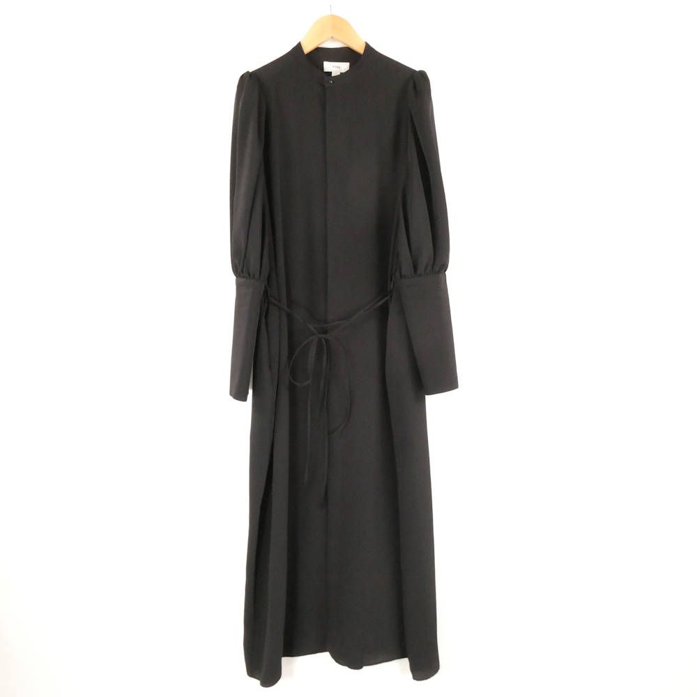 美品 HYKE ハイク 222-16139 TWIST SATIN BALLOON SLEEVE DRESS