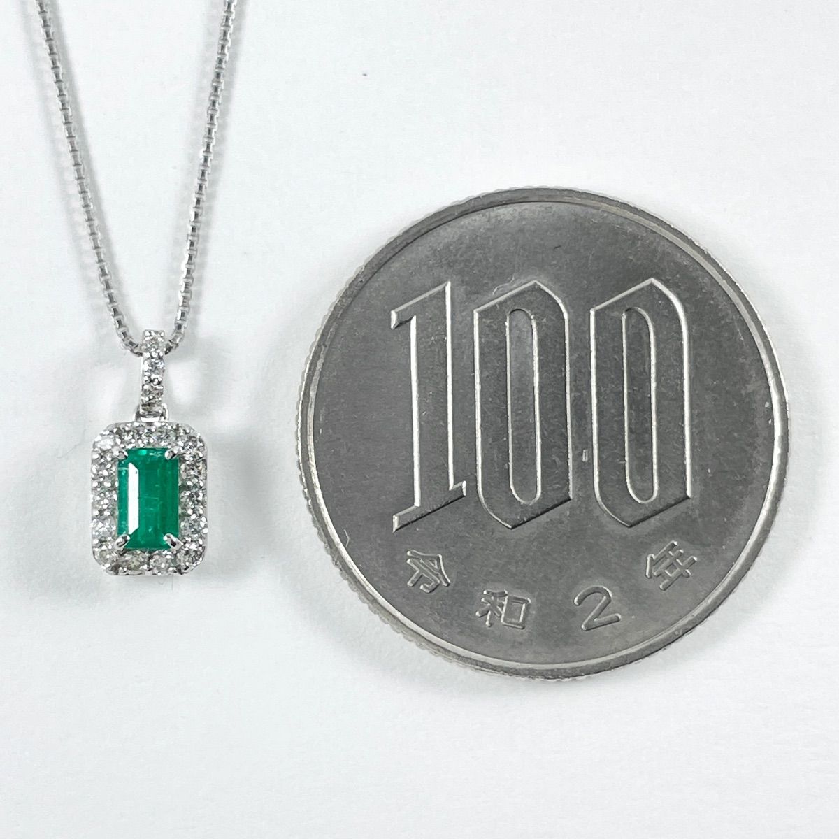 Pt900 Pt850 エメラルド0.18ct ダイヤ プラチナ ネックレス - メルカリ