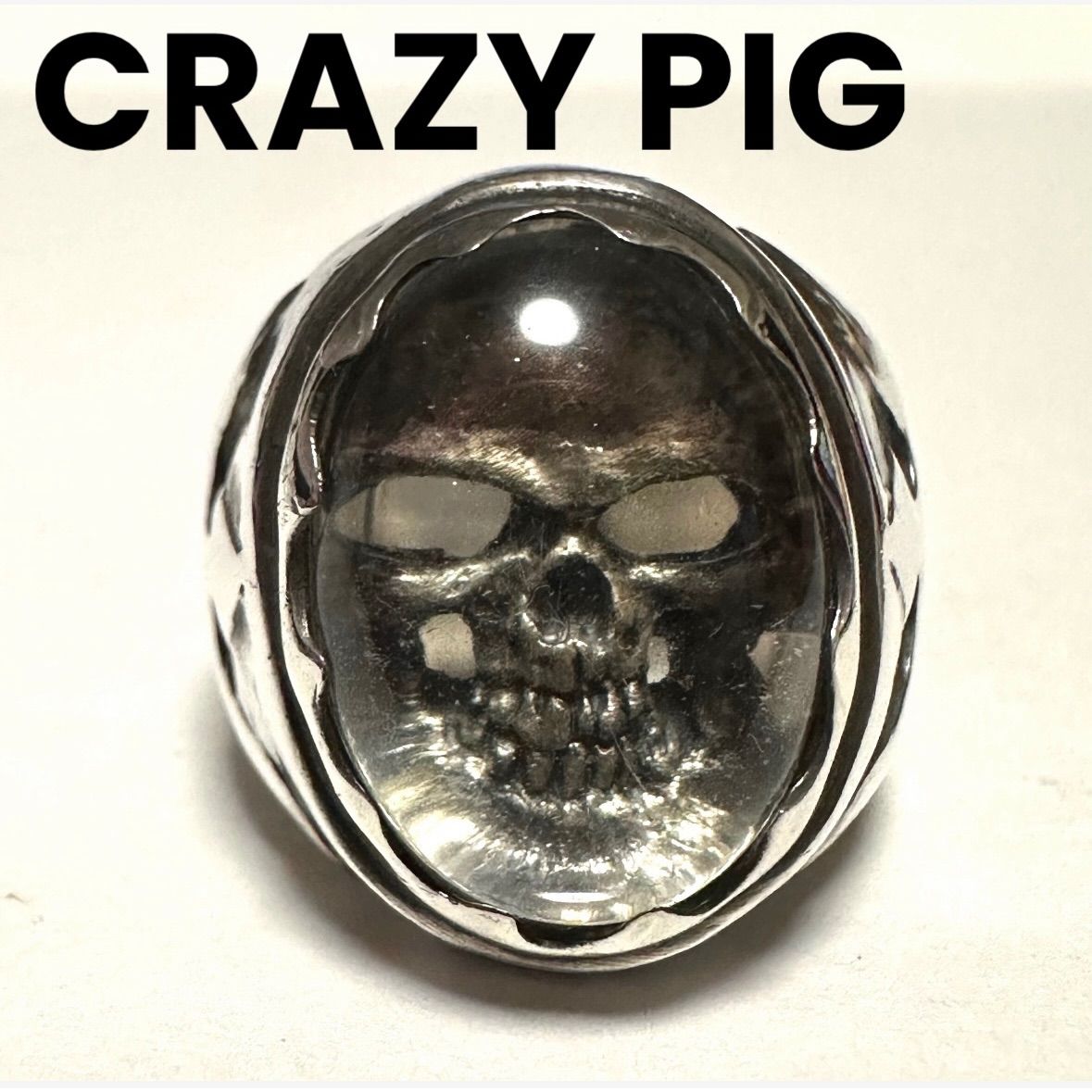 クレイジーピッグ CRAZY PIG クリスタルスカルリング 指輪 リング 19号