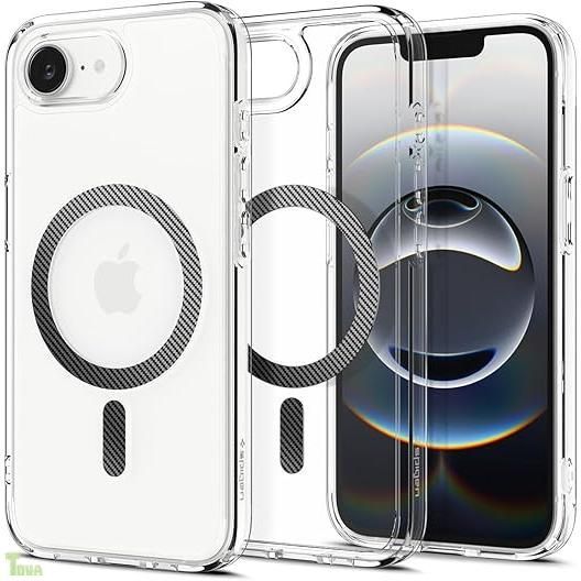 Spigen 【創業19年の技術力】 iPhone 17e / 16e ケース MagSafe マグネット搭載 クリア 透明 ストラップホール 米軍MIL規格 ウルトラ・ハイブリッド・マグフィット ACS09140 (クリア・カーボンファイバー)