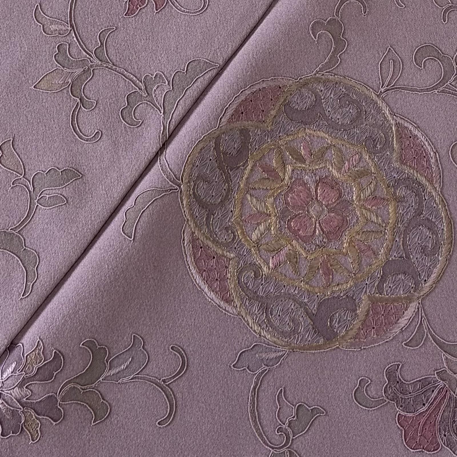汕頭刺繍 付け下げ 正絹 紋なし 上品な華文刺繍 袷 着物 MK-5400 汕頭刺繍 付け下げ 正絹 紋なし 上品な華文刺繍 袷 着物 MK-5400