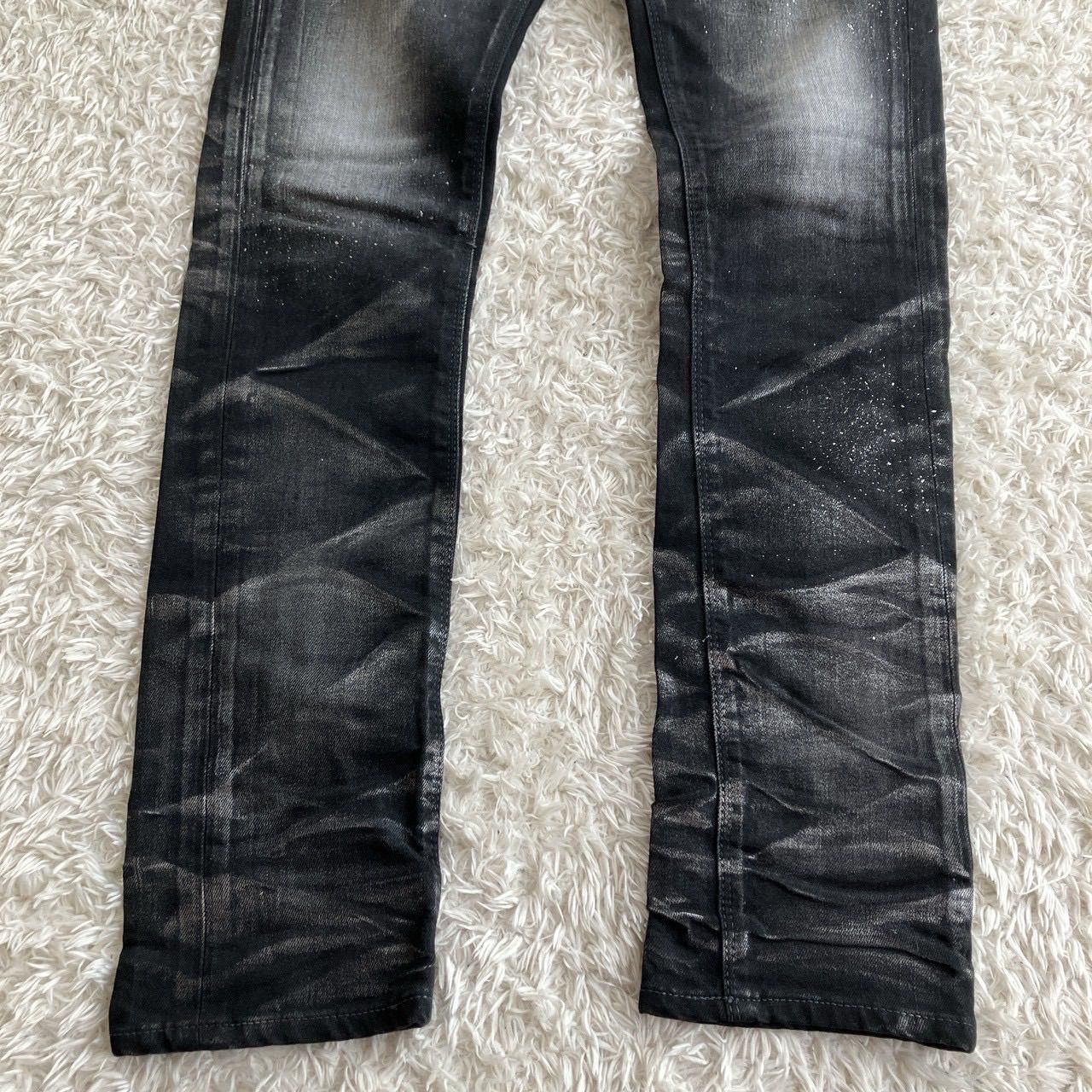 未使用級！FUGA フーガ コーティング加工 鬼ヒゲ デニムパンツ black 