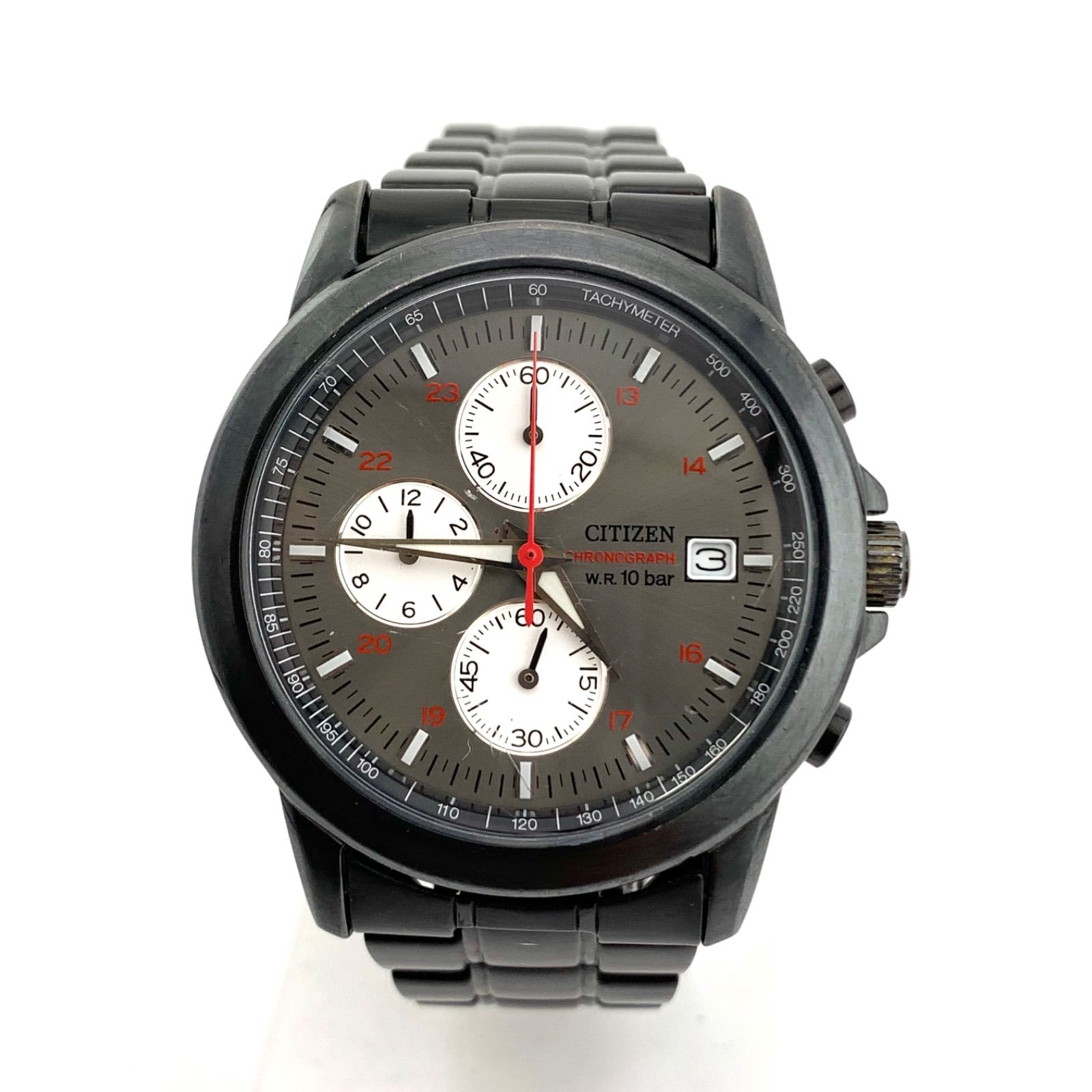 中古】CITIZEN 0510 クロノグラフ ブラック腕時計