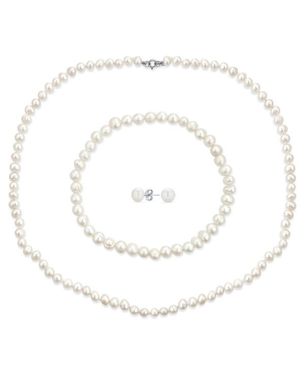 ブリング レディース アクセサリー ネックレス・チョーカー・ペンダントトップ レース Bling Jewelry White Hand Knotted Freshwater Cultured Pearl Strand Necklace 18 Stretch B