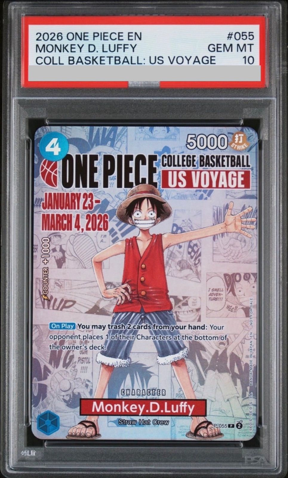 り*ん様 【PSA10】バスケ モンキー D ルフィ ワンピースカード 大学 U PSA10】バスケ モンキー D ルフィ ワンピースカード 大学 USA 《適格