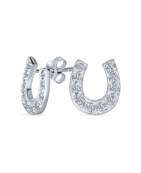 ブリング レディース アクセサリー ピアス・イヤリング Bling Jewelry Lucky Equestrian CZ Stud Earrings Horseshoe Sterling Silver シルバー
