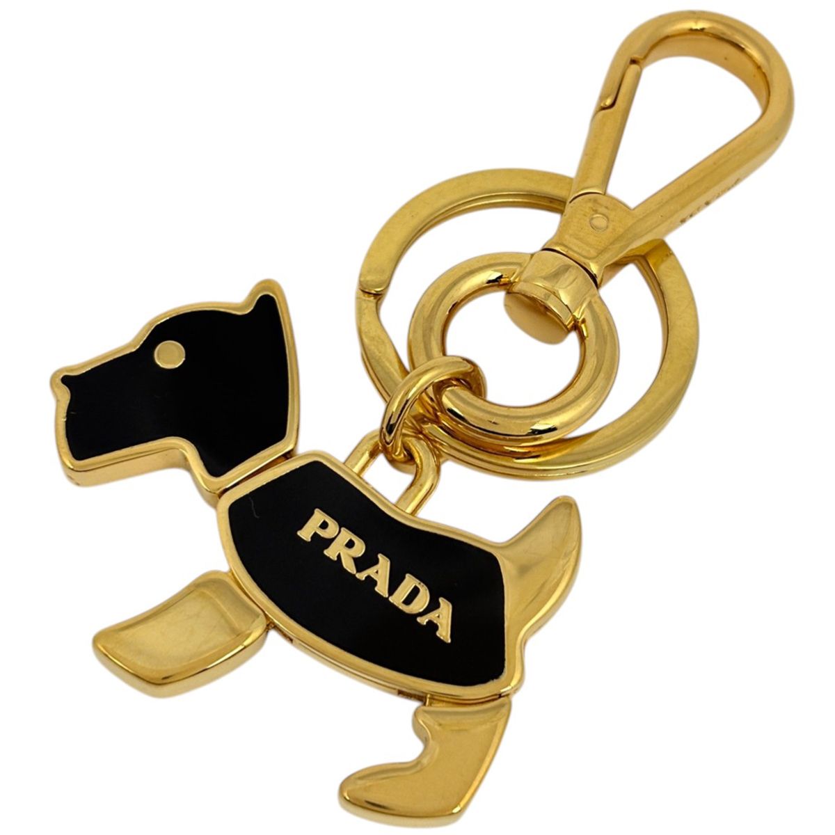 週末のみ限定お値下げ　PRADA ドッグチャーム　キーリング　 ゴールド プラダ PRADA ドッグモチーフ バッグチャーム ロゴ キーリング