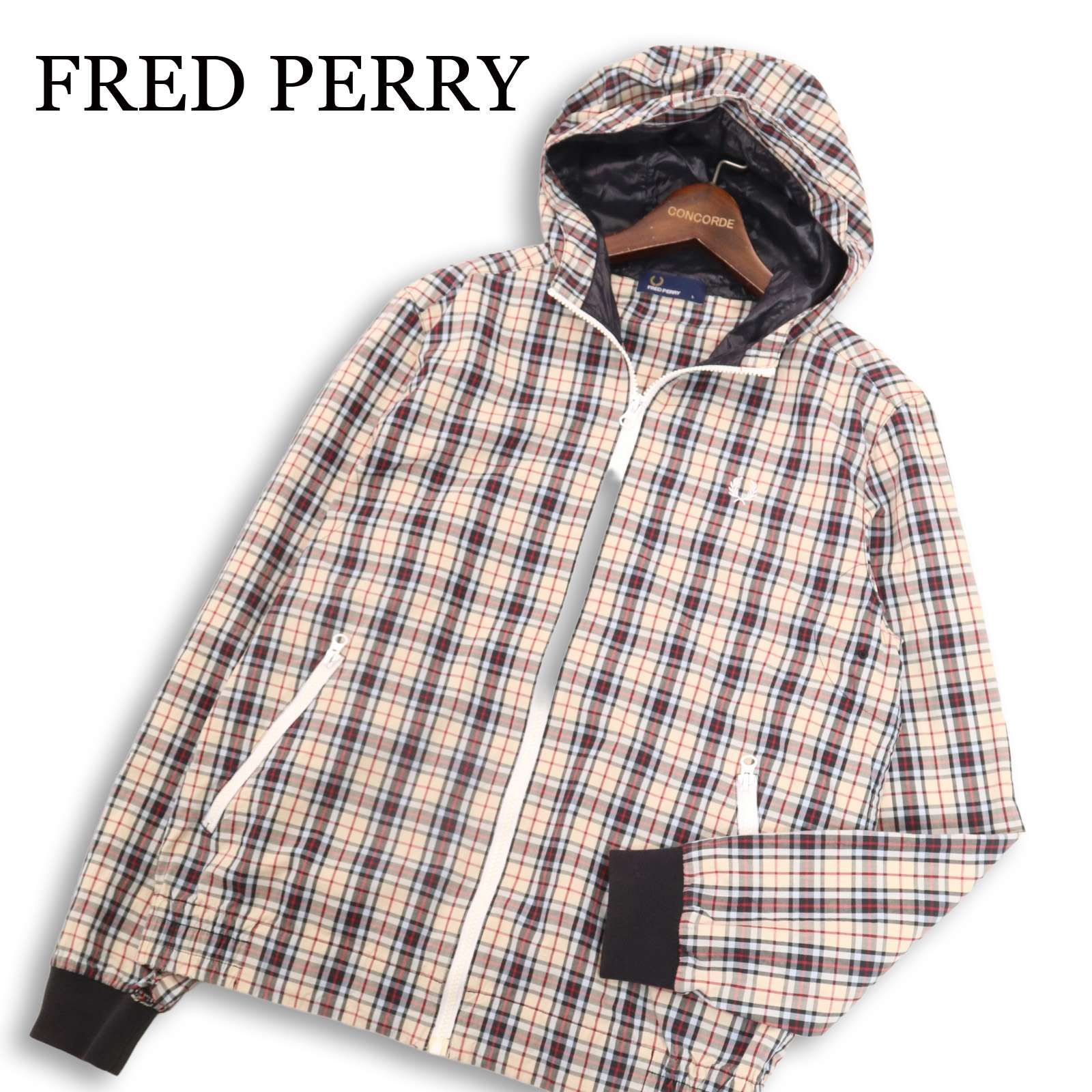 FRED PERRY フレッドペリー 通年☆ ロゴ刺繍 ジップ チェック柄 