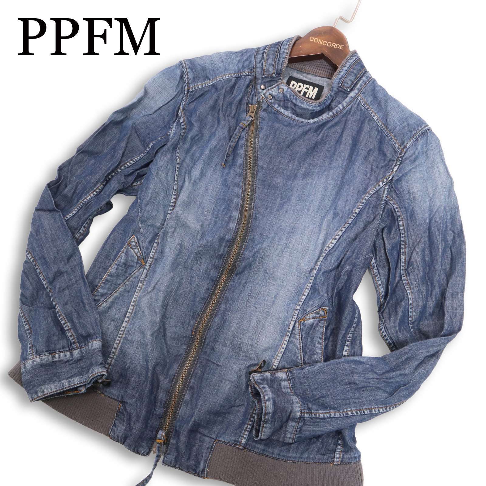 PPFM ペイトンプレイス 通年☆ USED加工 ジップ シャンブレー デニム 