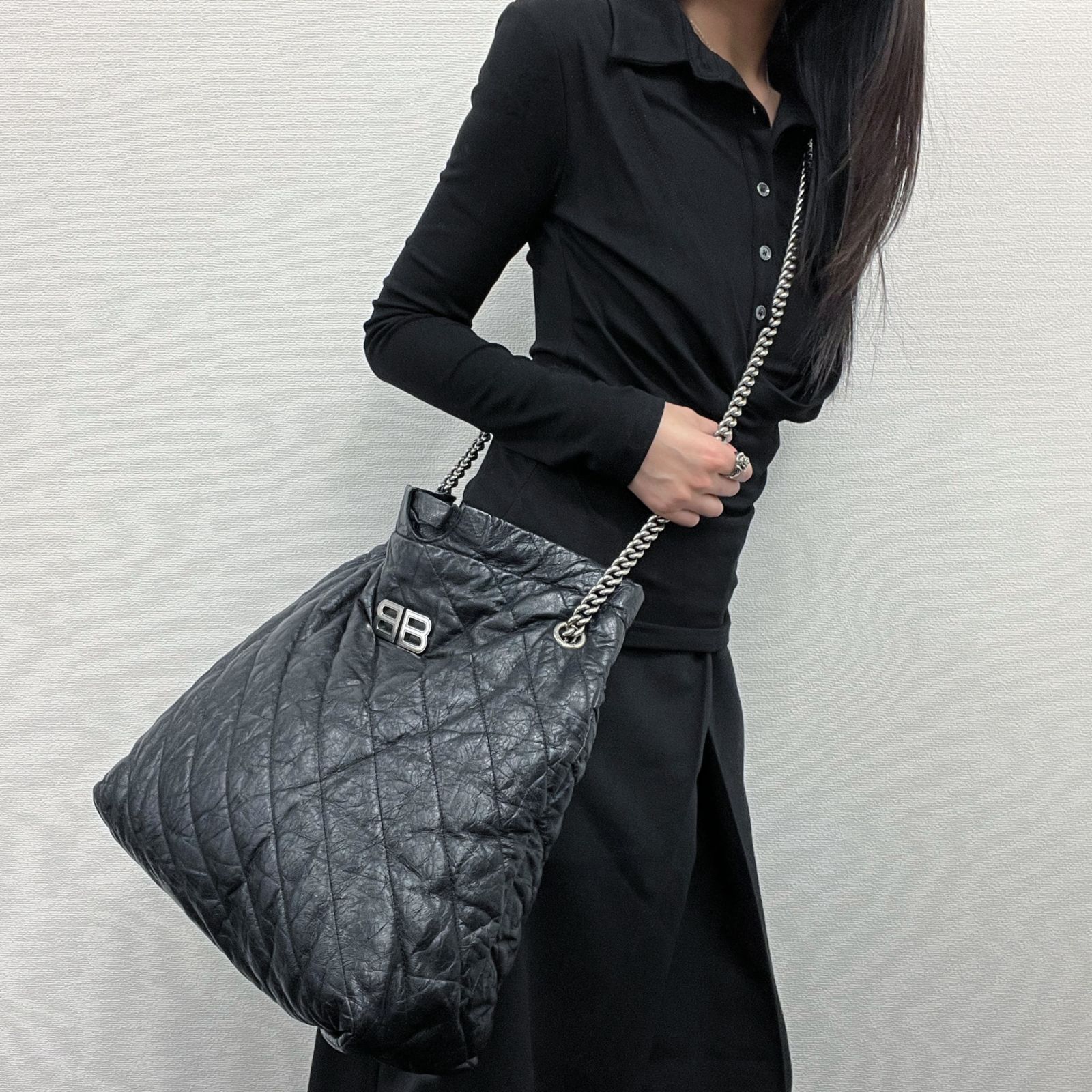 中古】BALENCIAGA バレンシアガ ショルダーバッグ ブラック レザー 