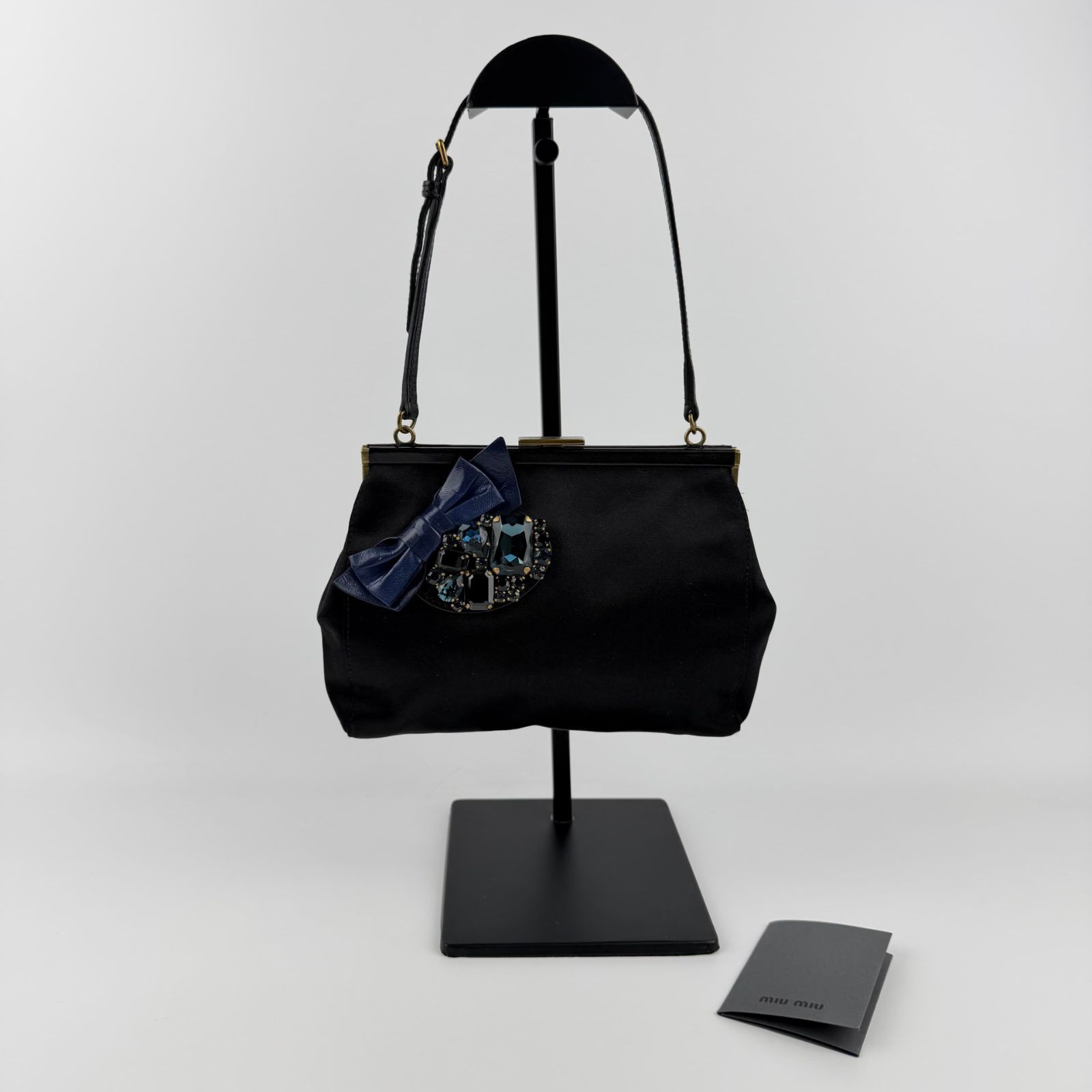 中古】miumiu ミュウミュウ ハンドバッグ ブラック サテン 