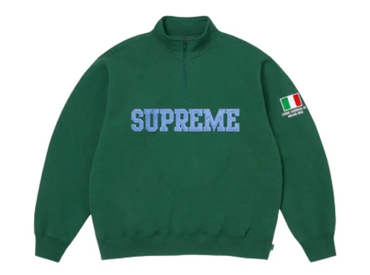シュプリーム ショップ フラグ ハーフ ジップ プルオーバー DARK GREEN 
