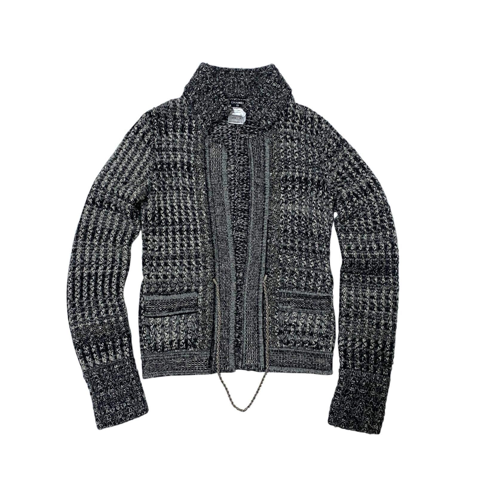 シャネル CHANEL カシミアニットチェーンビジュー カーディガン #36 