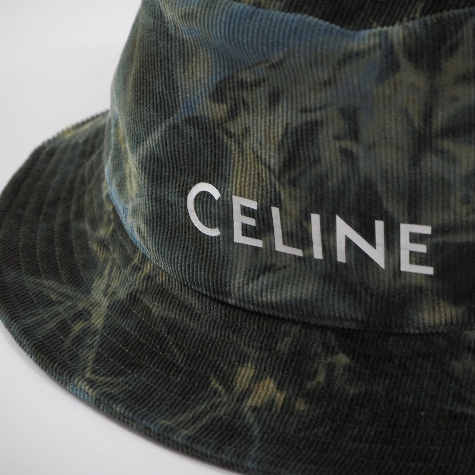 美品 セリーヌ CELINE バケットハット コーデュロイ S グリーン系