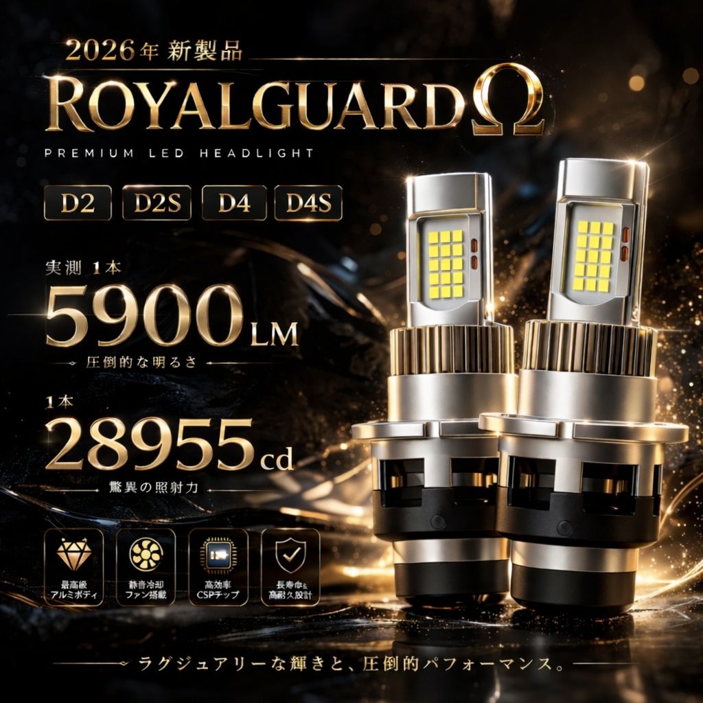 ロイヤルガード D2 D2S D4 D4S LEDヘッドライト ホワイト 車検 2026 D2