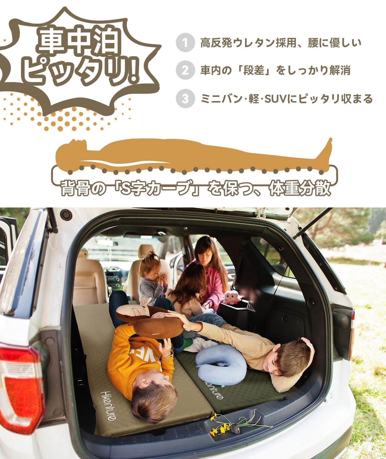 Hikentureインフレーターマット特許取得特大バルブ2個搭載・自動膨張 