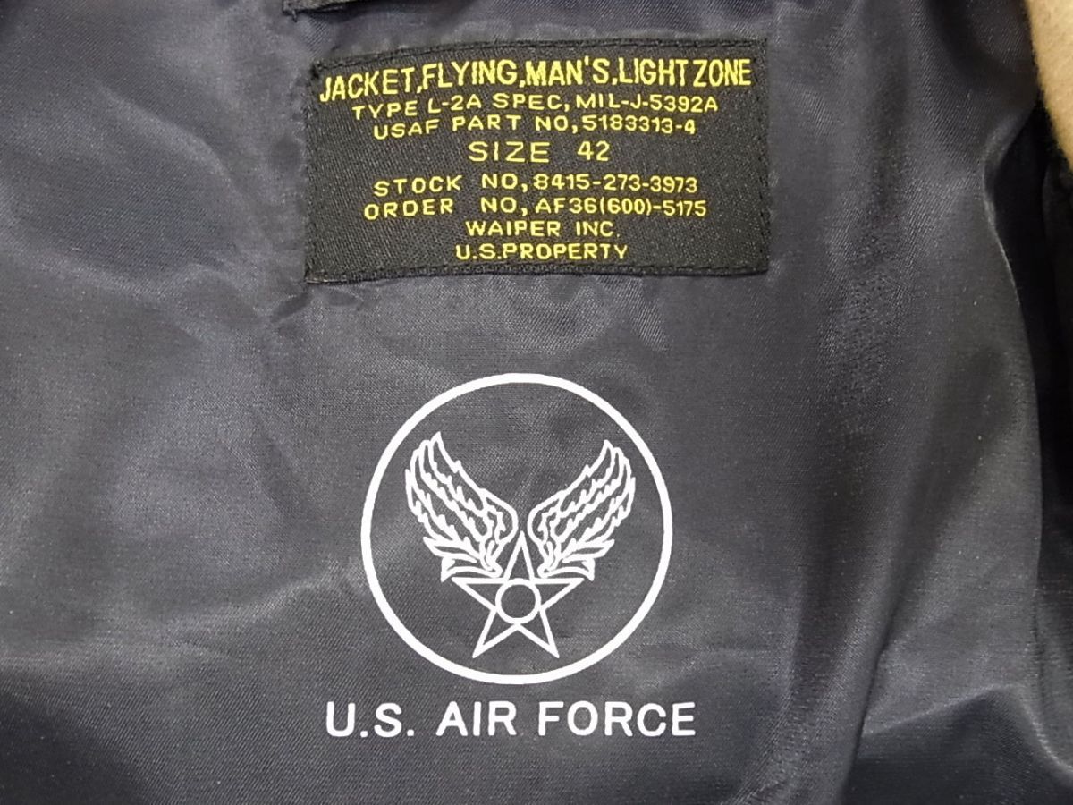 美品☆WAIPER.inc ワイパーインク 米軍 L-2A フライトジャケット MIL-J 